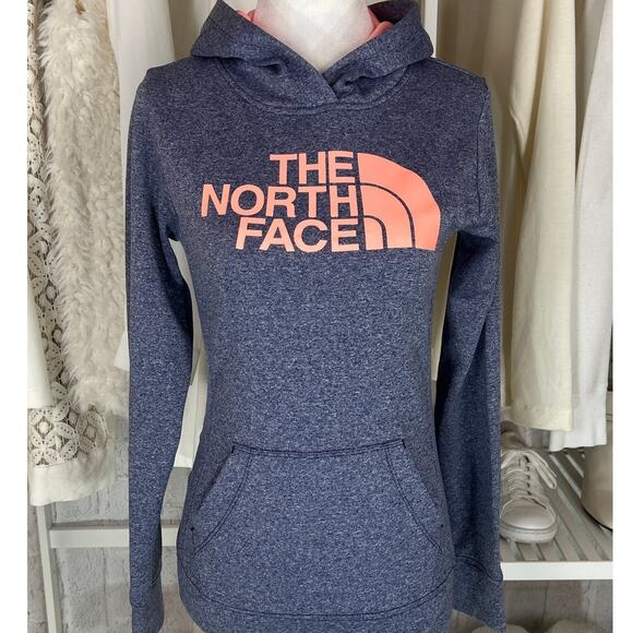 The North Face Women's Size XS Heathered Navy & Pink Logo Hoodie #0603 - Picture 1 of 12